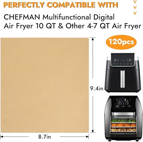 Miniatura 2 de BYKITCHEN Revestimientos para freidora de aire de 9.4x8.7 pulgadas compatibles con freidora de aire de 4-7QT y freidora de aire multifuncional