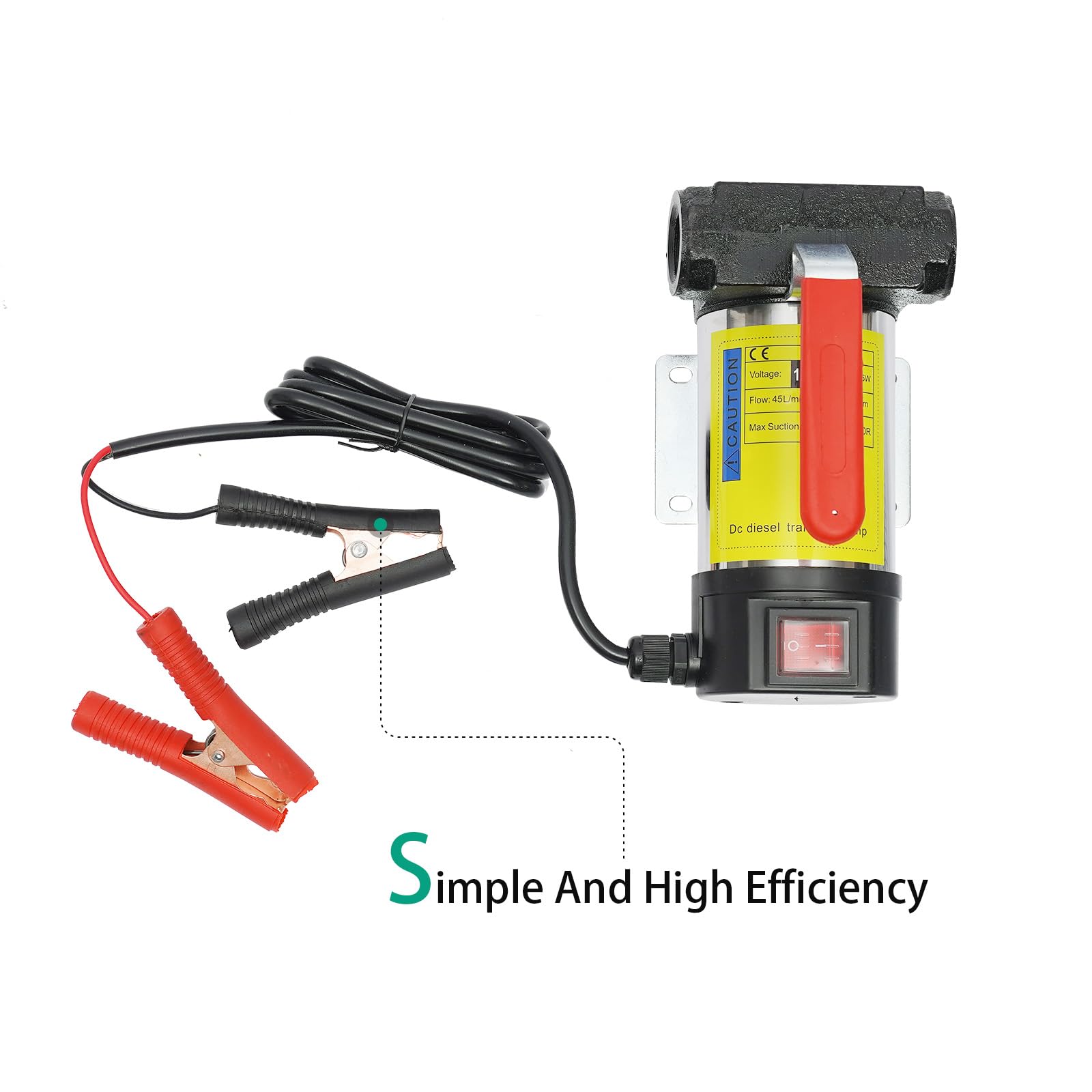 Pompa diesel, 12 V DC 45 l/min, autoadescante, 175 W, pompa diesel biologica, pompa ad olio autoadescante, con ugello del carburante, tubo di scarico da 4 m, per veicoli pesanti, camion