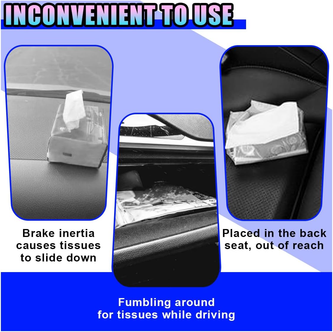 Square Grid Car Tissue Box Holders, Soft Car Mask Dispenser, Car Napkin Holder Auto Dashboard Tissues Organizer Dispenser for Vehicles Bathroom Home (FourGrids) image 4