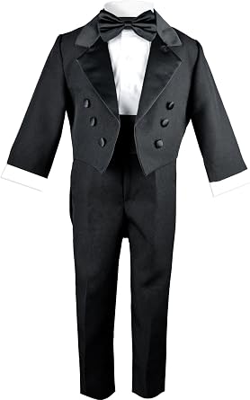 Little Boys Black Tuxedo with a Tail 2T, Black