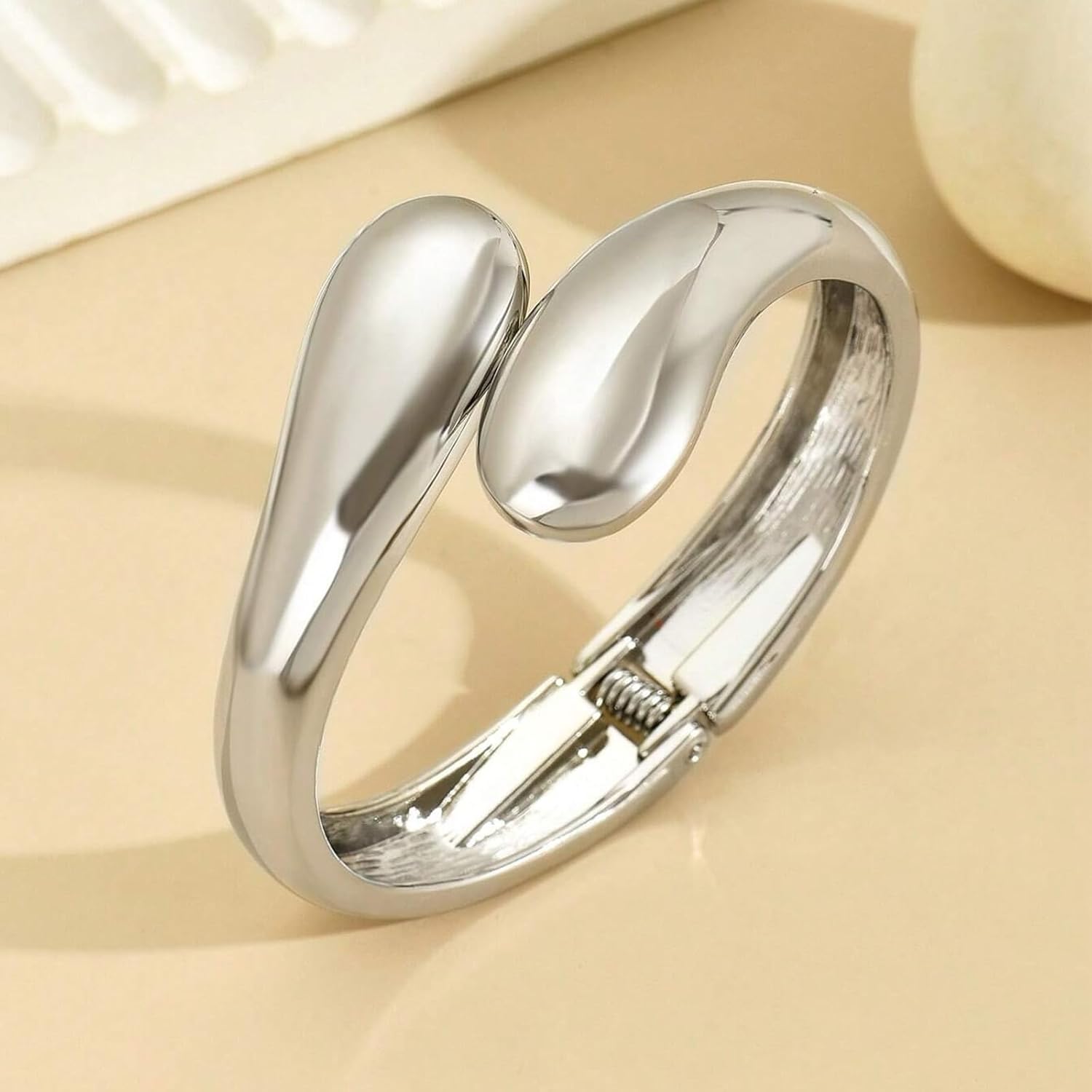 Chunky Gold/Silver Bangle Bracelets for Women Thick Arm Cuff Bangle Bracelet Wrist Wrap Bracelet Jewelry - Image 3