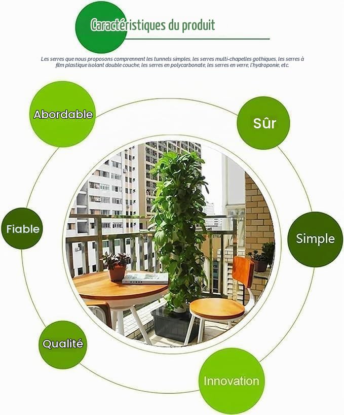 Système Hydroponique Vertical 45 Trous 154cm, Tour de Culture Intérieure avec Pompe, Jardin d'Herbes Aromatiques tout-en-un pour Balcon, Jardinage Intérieur en PVC Alimentaire, Idéal pour Débutant