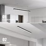 Barrina 4040 Remote Series LED Linear Light Fixture with Remote, 3rd-Generation, 4FT 40W Seamless Connection, 3000K-6000K Color Changing, Dimmable Pendant Lights for Bars Cafe Shop, Black, 4 Packs