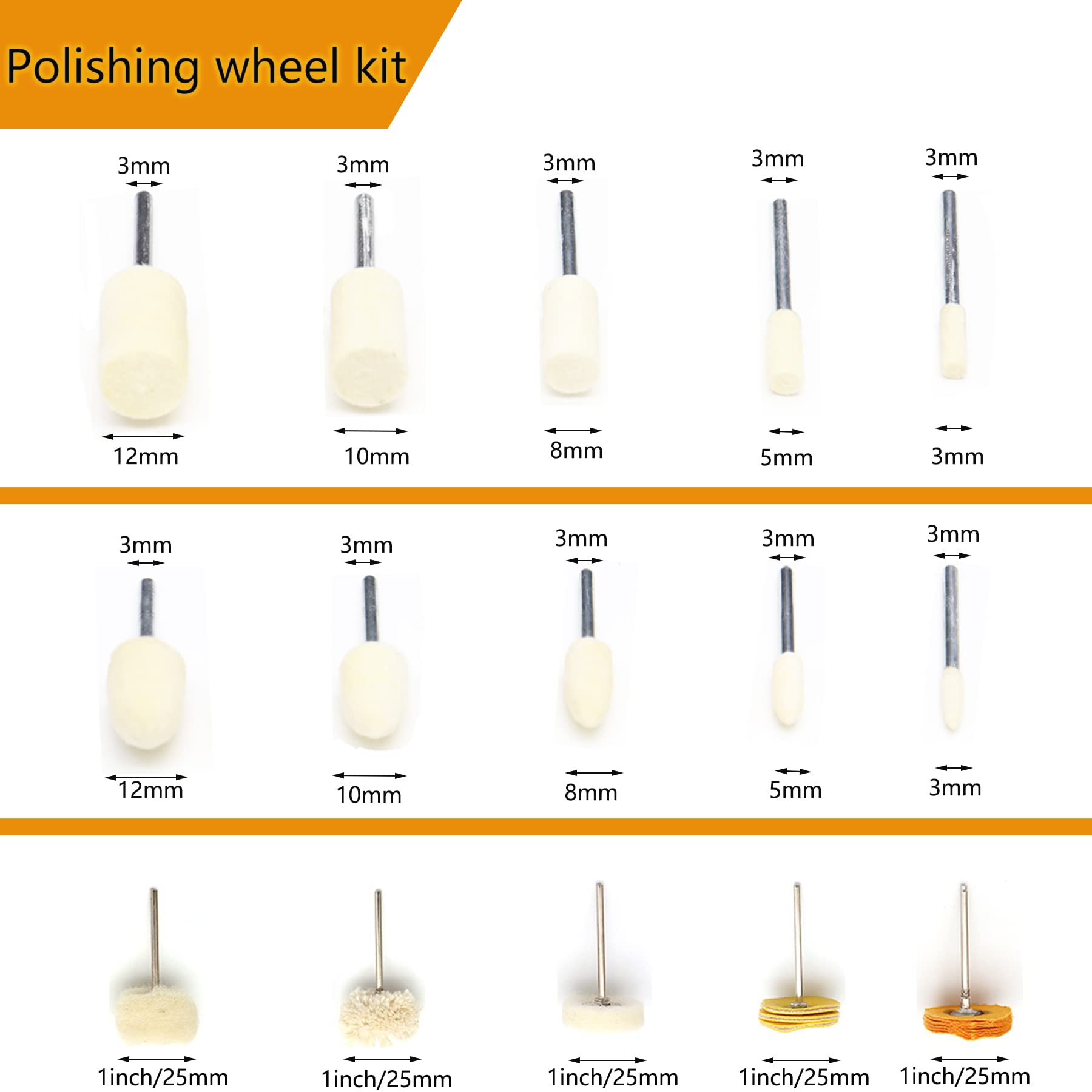 149 Stück 2,5 cm Schleifpapier, Körnung 40–7000, Schleifscheiben mit Polierscheibe-Set, Schaftstütze, Polierpads und Pufferpad für Bohrer, Schleifer, Drehwerkzeuge, Holz, Metall, Schmuck