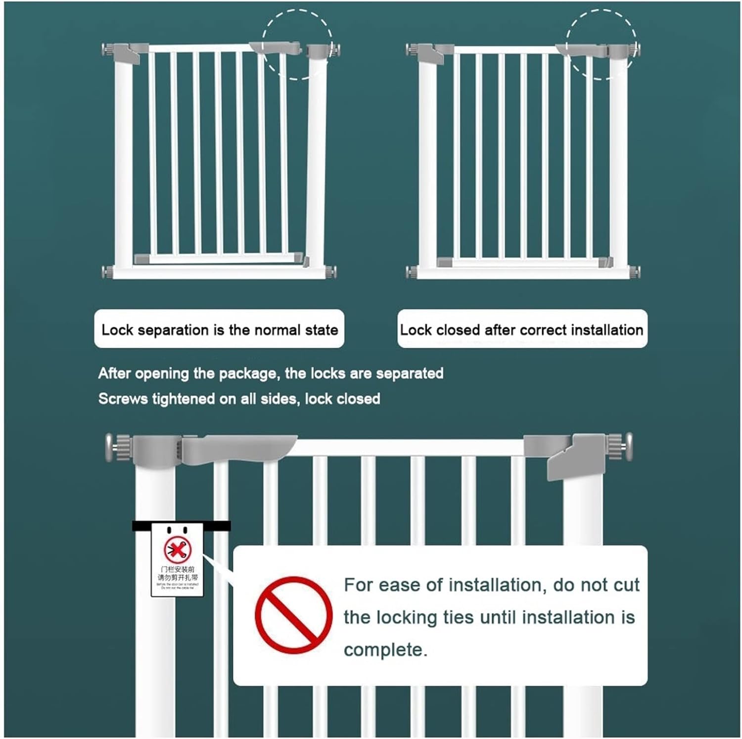 Stair Doors for Dogs,Doors for Children with Automatic Closing of 90°,Safety Doors for Pets Without Drilling Pressure Mounted 66-126 cm,for Hallways ( Color : White, Size : 119-12