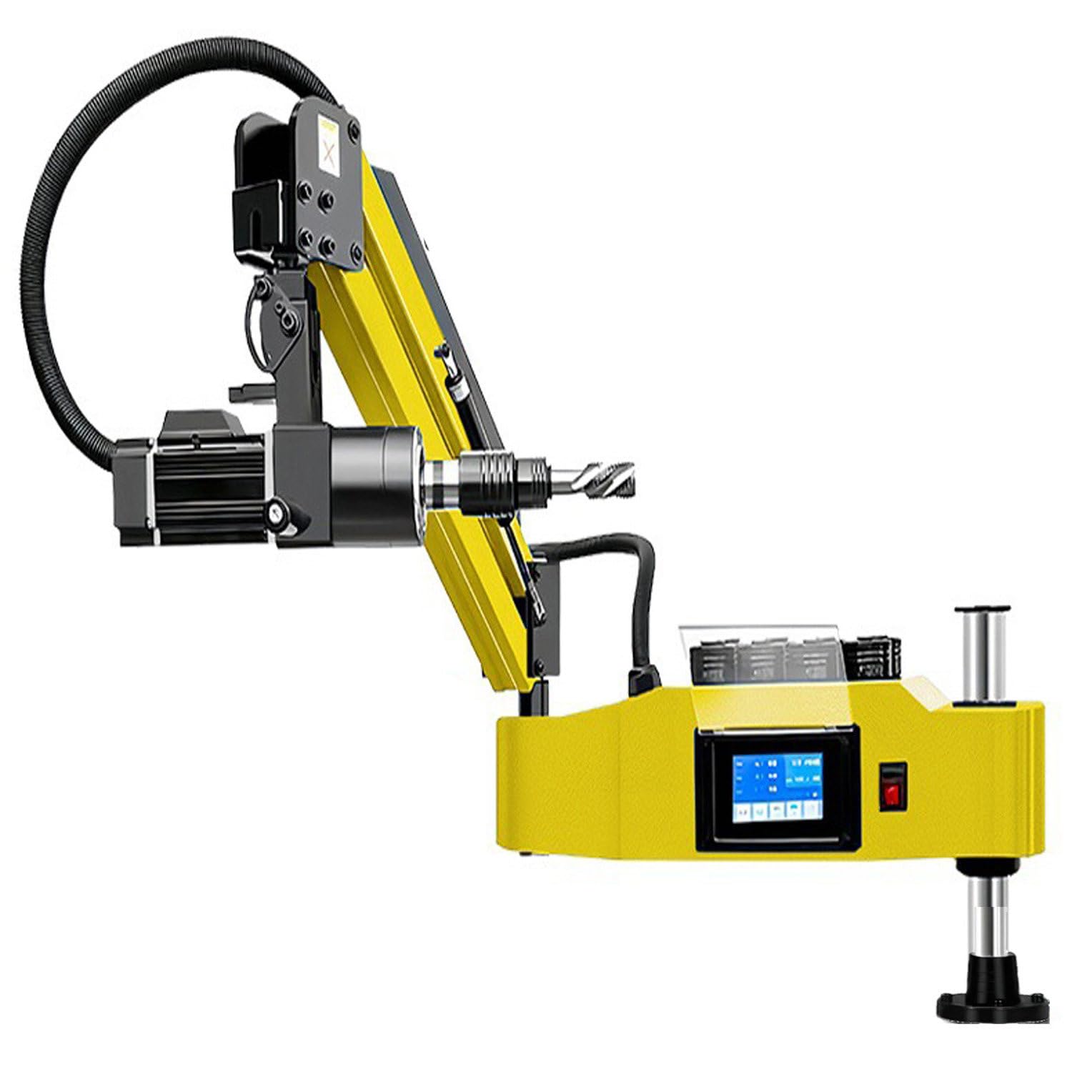 Maschiatrice elettrica, Maschiatrice a sbalzo, Trapano maschiatore con servomotore, Braccio Universale a 360°, per maschiare Acciaio, Alluminio, Rame, Ferro, Legno e plastica M3-16