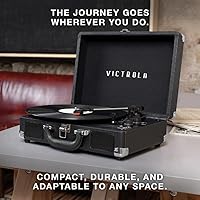 Vista 7 de Victrola Journey - Reproductor de discos Bluetooth portátil de maleta con altavoces integrados, tocadiscos de vinilo de 3 velocidades, salida RCA