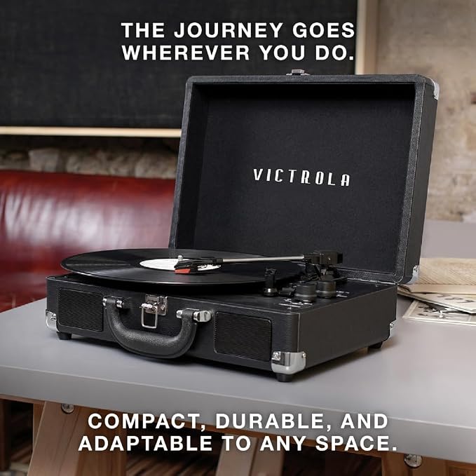 Victrola Tocadiscos portátil Bluetooth con altavoces miniatura 7