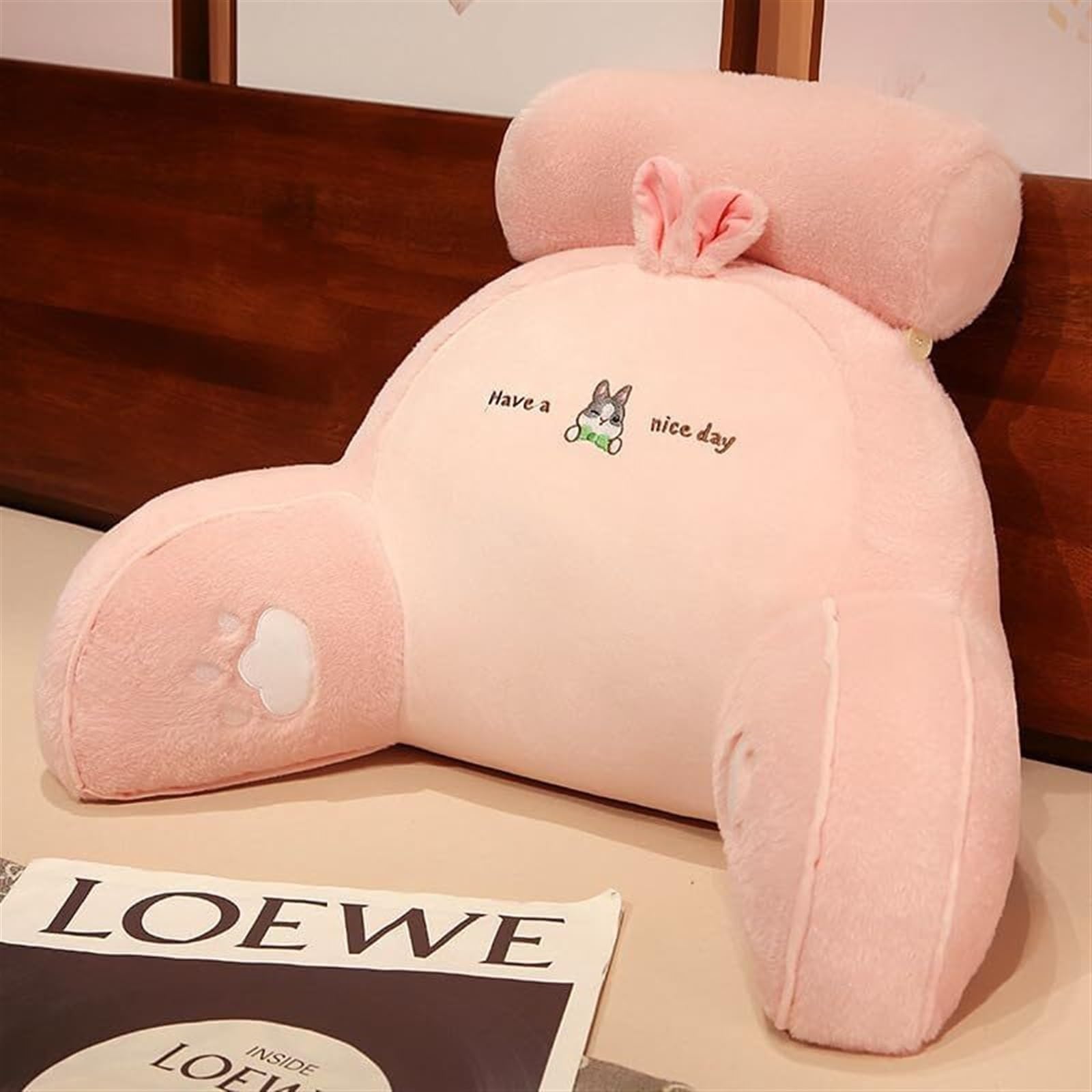 Uoxhfdh Pink Bed Rest Lumbar Support Cushion Breathable Seat Relax Pillow With Arm(,75 * 50Cm)