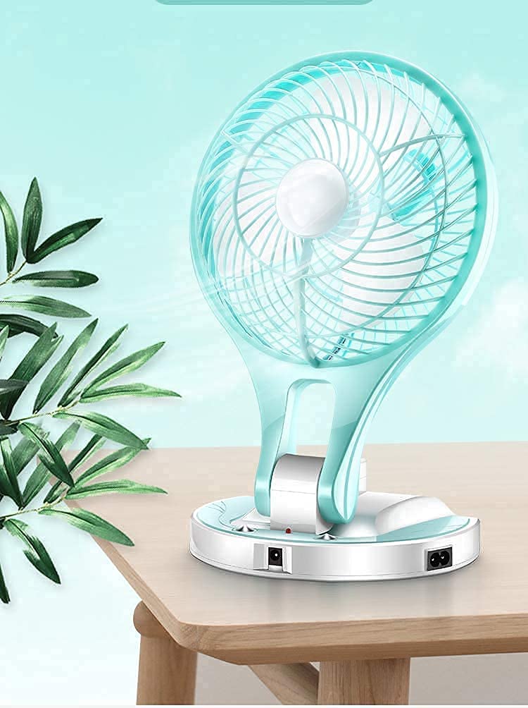 Star Products Rechargeable Portable Folding High Speed Table Fan with LED Light for Home, Office Desk, Kitchen 360 Gram Multicolour