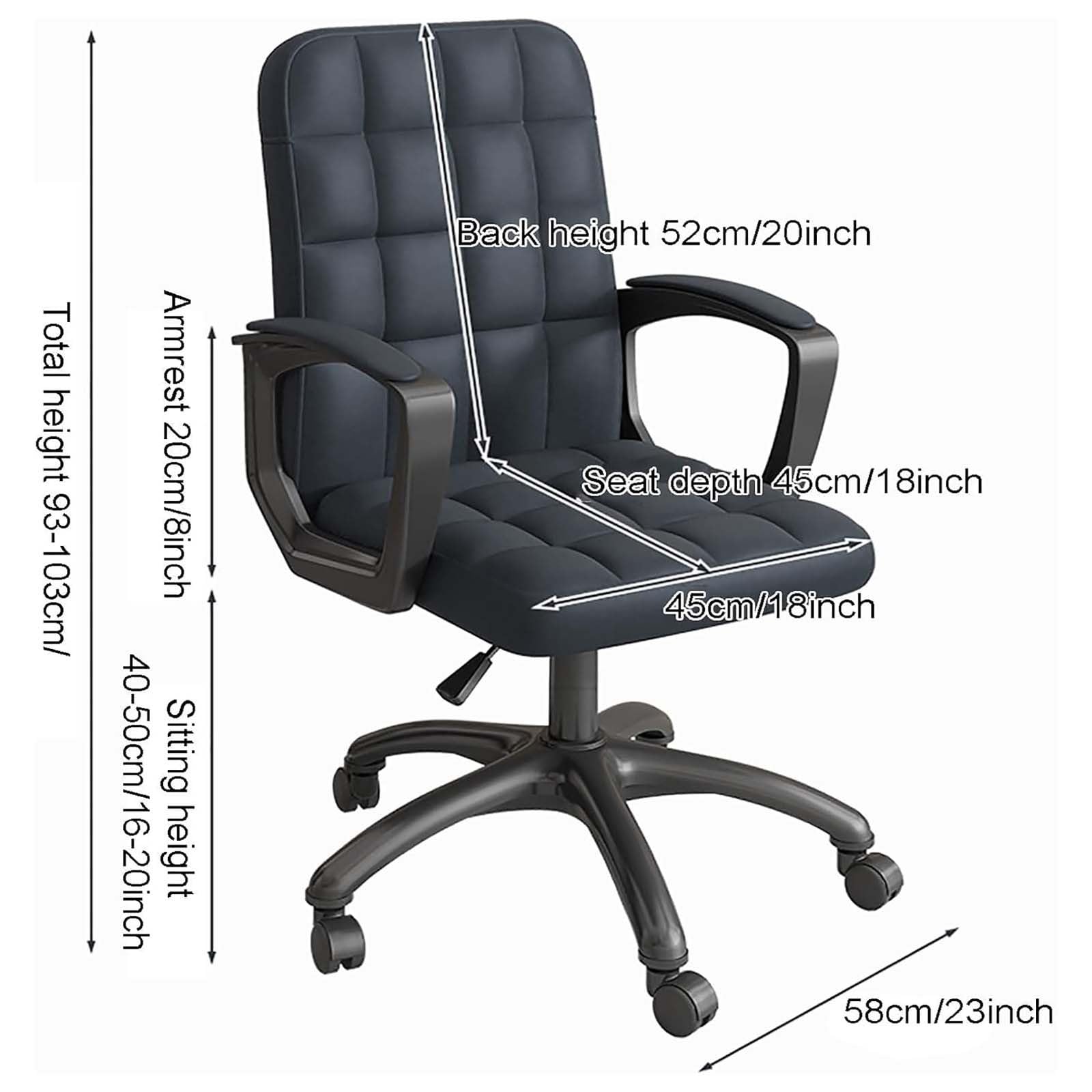 Chaise de Travail avec Coussin en Latex intégré, Chaise de Salle de conférence Mobile, Dossier Haut de Bureau avec roulettes, multifonctionnelle et réglable, Gris foncé, Lin
