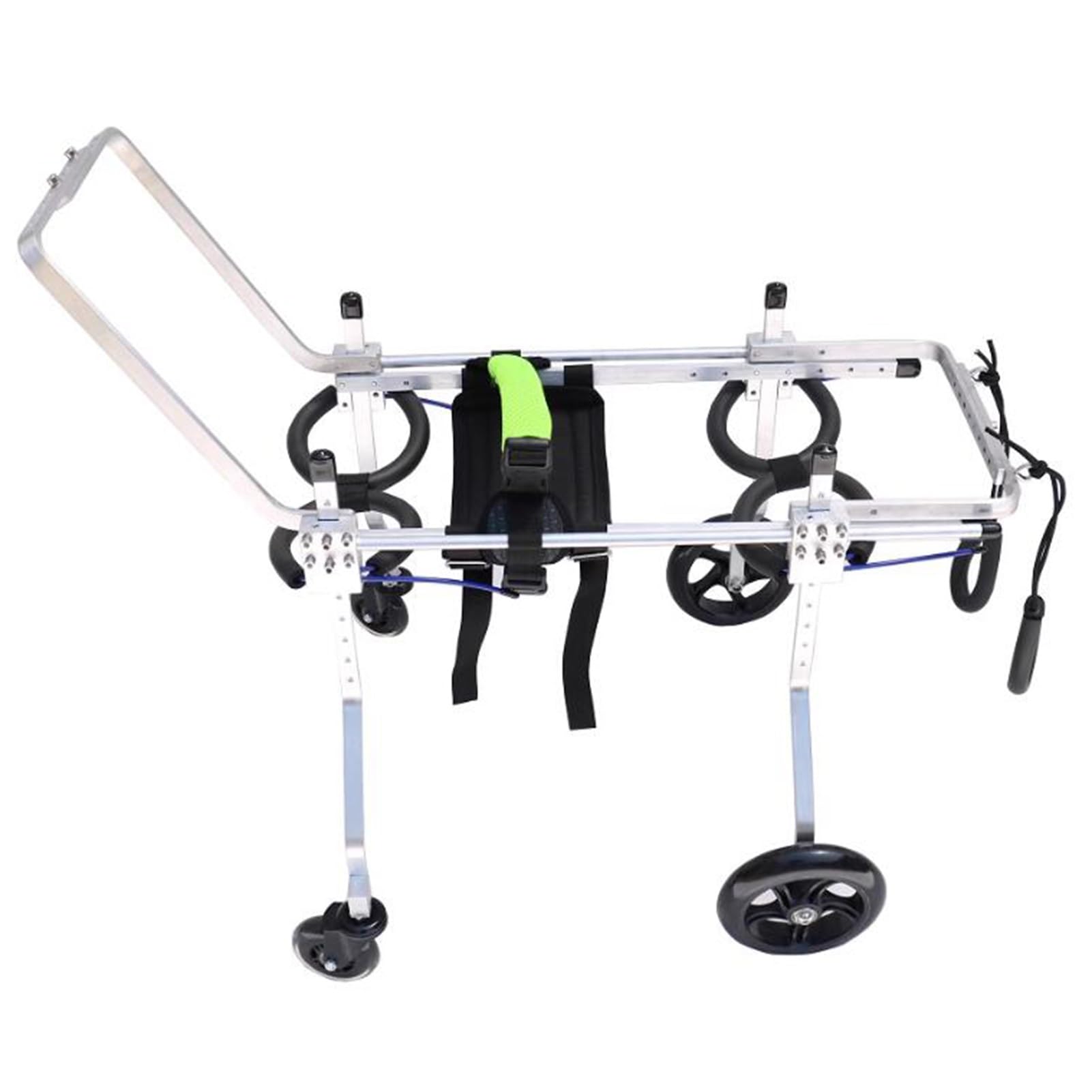 Silla de ruedas para perros ajustable de 4 ruedas con arnés abdominal grande