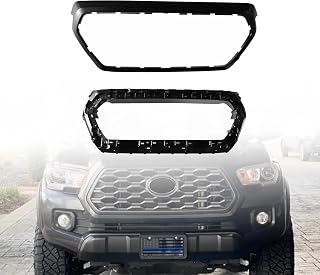 Front Upper Grille Outer Frame Shell Surround & Grill Bracket Holder For 2016 2017 2018 2019 2020 2021 2022 Toy-ota Tacoma Black