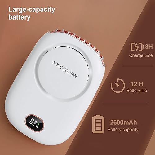 Miniatura 3 de Portable Neck Fan, Mini Small Personal Handheld Fan USB Rechargeable 3 Speed for Girls Boys Woman Eyelash Travel Home Office Outdoor (White)