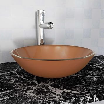 Sink,Bathroom sink,Sink bowls for bathroom vanity,Bowl sink,Basin Tempered Glass 16.5" Brown,for bathrooms