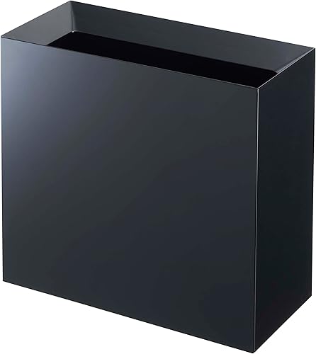 Yamazaki Bote de basura para el hogar, moderno, con asa, para cocina, dormitorio, baño, oficina, plástico, tamaño único, color negro
