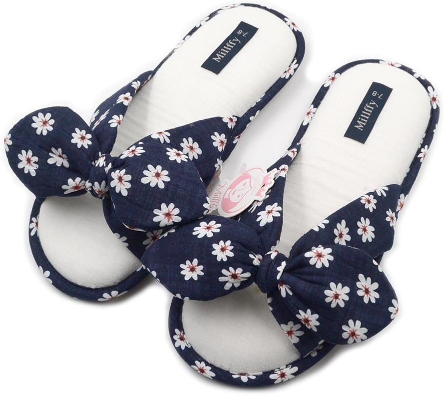 Summer Sweet Ladies Girl Slides Knot Stripe Indoor Bowknot Bedroom Floral Flowers Cotton Slippers