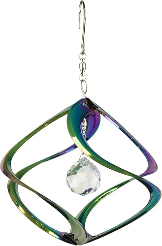 Miniatura 14 de Red Carpet Studios 31071 - Molinillo de viento pequeño Cosmix para interiores y exteriores, decoración de jardín, 11 pulgadas, cromado, cristal