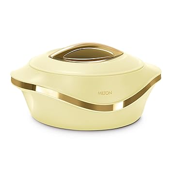 MILTON Pearl 2000 Inner Stainless Steel Casserole, 1.96 Litre, Ivory | BPA Free | Food Grade | Easy to Carry | Easy to Store | Chapati | Roti | Curd Maker