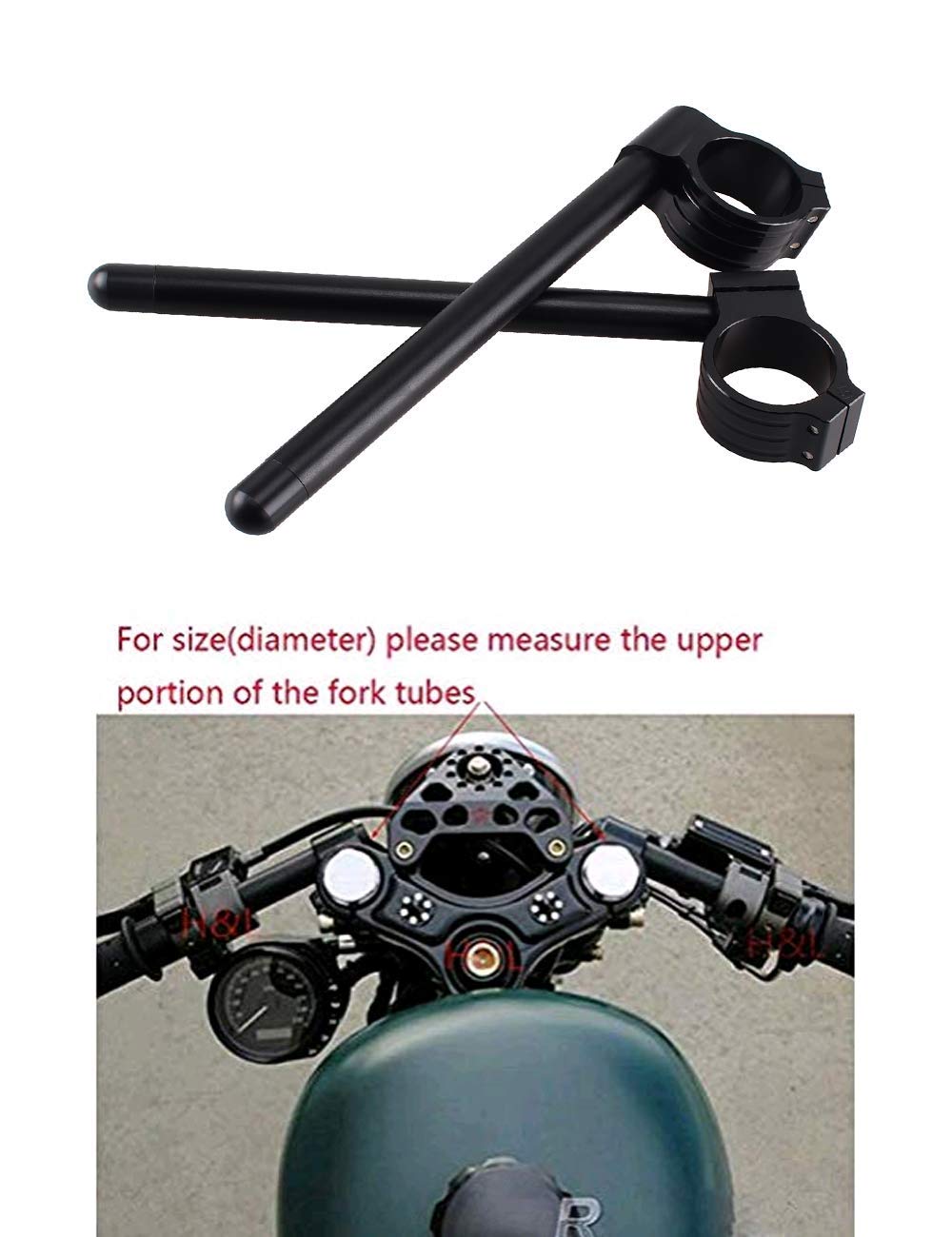 Unniversal Motorcycle Clip-On Fork Handlebars Replaceable for Hon-da CB500 CB650 CB750 1969-1982 CBX CL77 MR250 SL350 CB450 CL450 CX500 GB500 GL500 CB550 Su-zuki TS-250 GN-400 GT-550 GS-7(Black, 37mm)
