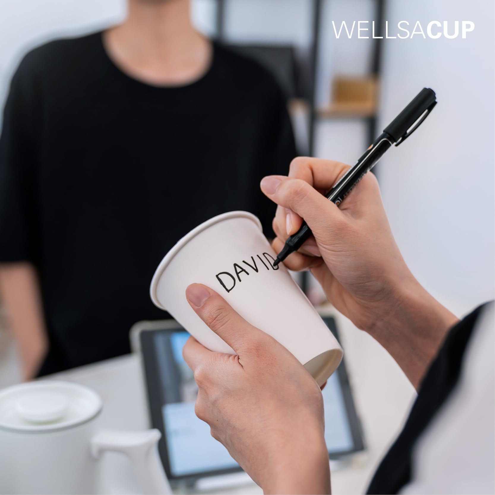Wellsamed WELLSACUP 1000 Pappbecher 180 ml Weiß, geeignet für Heißgetränke, Coffee to Go, Business, Veranstaltungen, Party