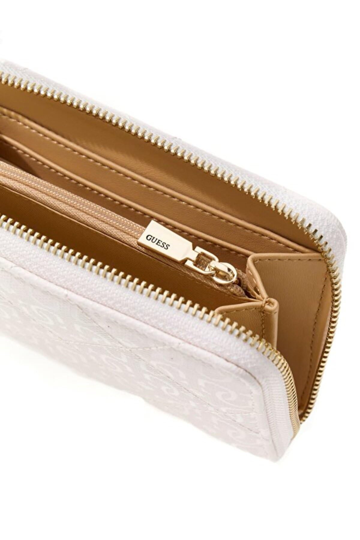 GUESS portafoglio Libby SLG Zip Around Wallet Cream White avorio