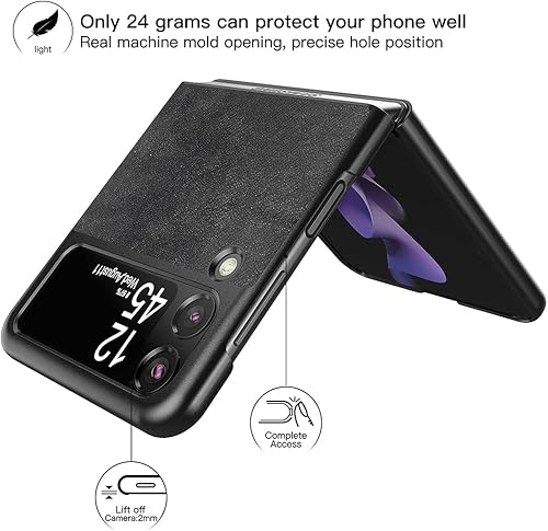 Miniatura 9 de Foluu Funda protectora para Samsung Galaxy Z Flip 3 5G, Galaxy Z Flip 3 5G, piel sintética + carcasa rígida de policarbonato ultrafino, funda