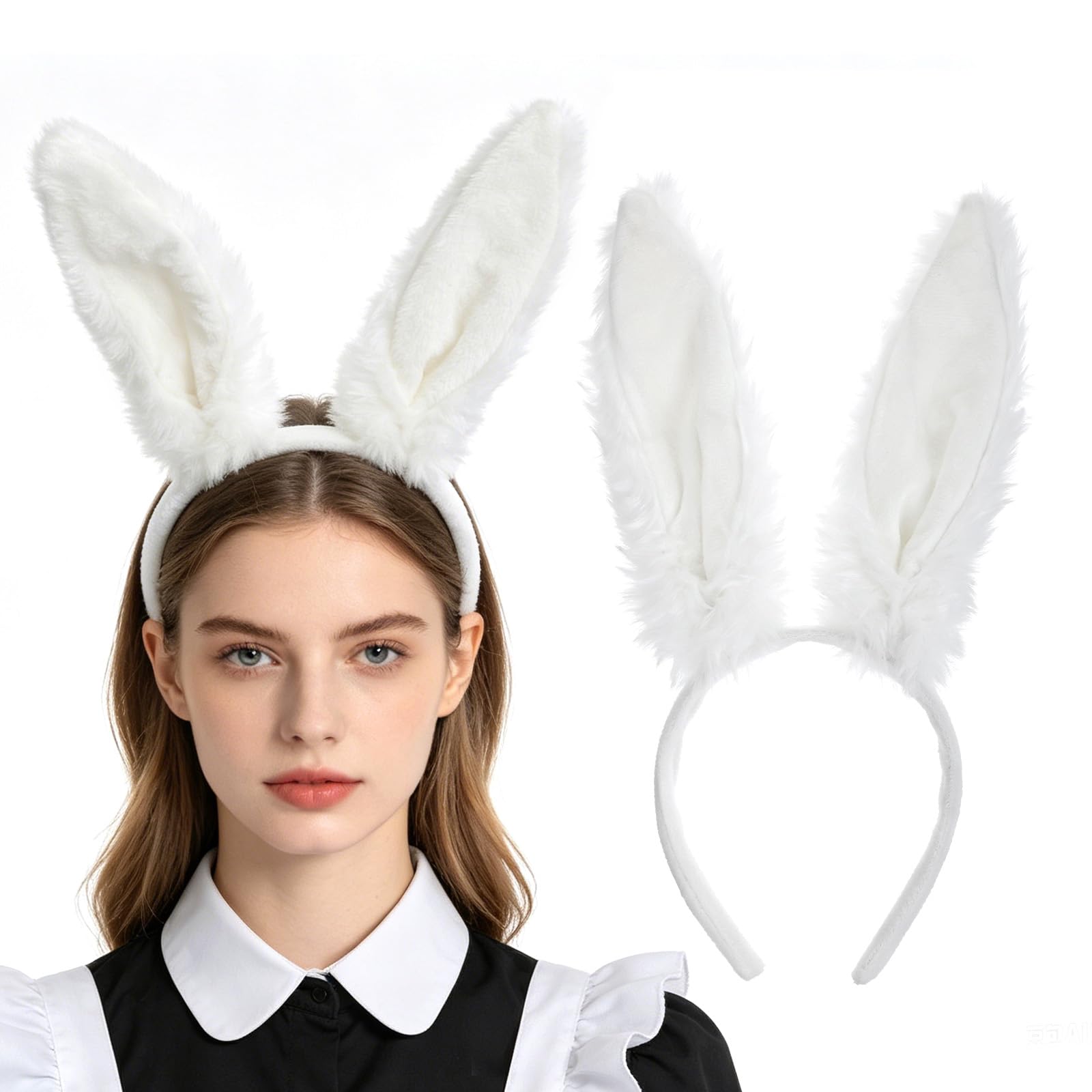 Tyqour White Bunny Ears Headband Rabbit Ears