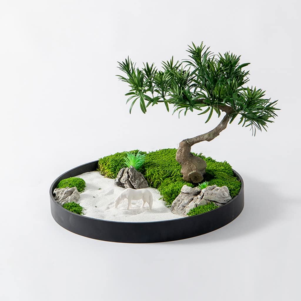 Bonsai Pianta Pino Artificiale Bonsai Tree Simulation Piante Paesaggio Grande Vaso Zen Decorazione Zen Pianta Verde con Ceramica Flower Pot Horse Sculpture Pianta Artificiale Bonsai