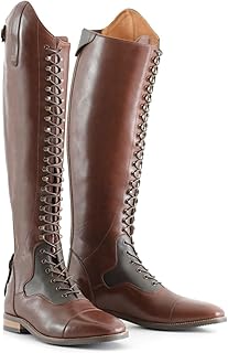 DHAEY Western Cowboy Boots for Men Lace Up Low Heel Unisex Knee High Boo...
