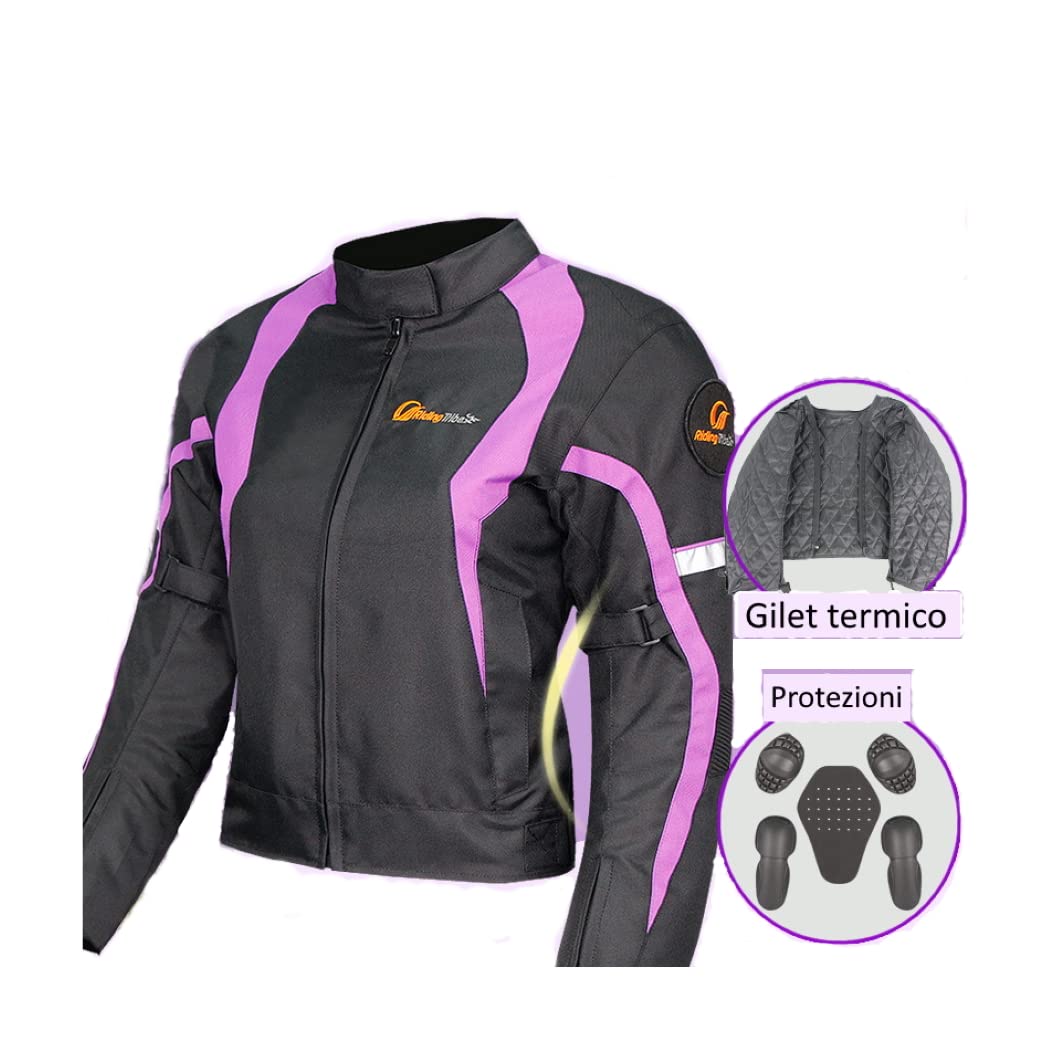 Giacca Moto Donna Con Fodera Termica e Protezioni CE Rimovibili Giacca impermeabile e Traspirante