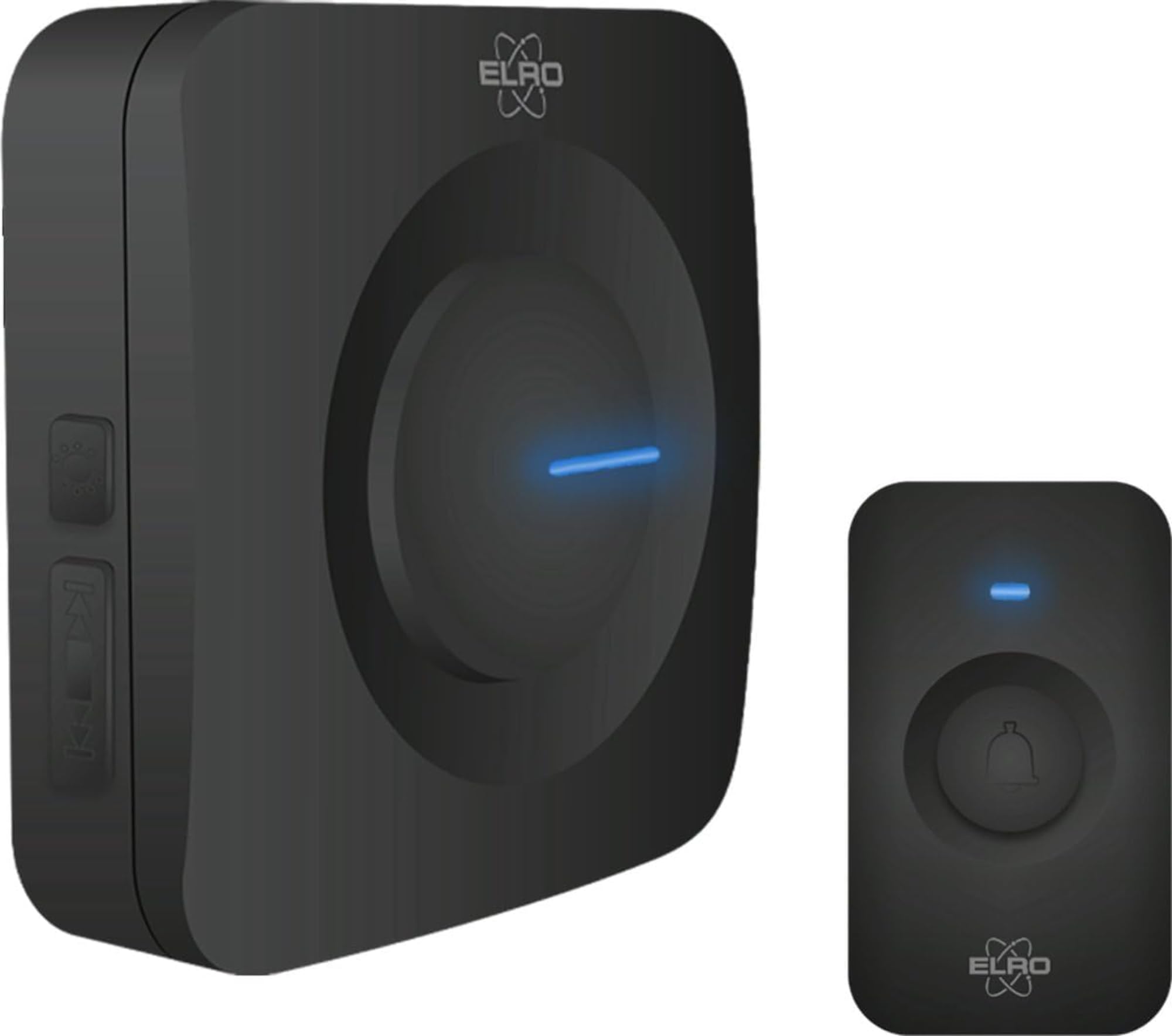 Elro Db3000b Db3000 Wireless Doorbell Set - Portable Receiver With Battery - Waterproof, 300M Range, 64 Melodies - Black