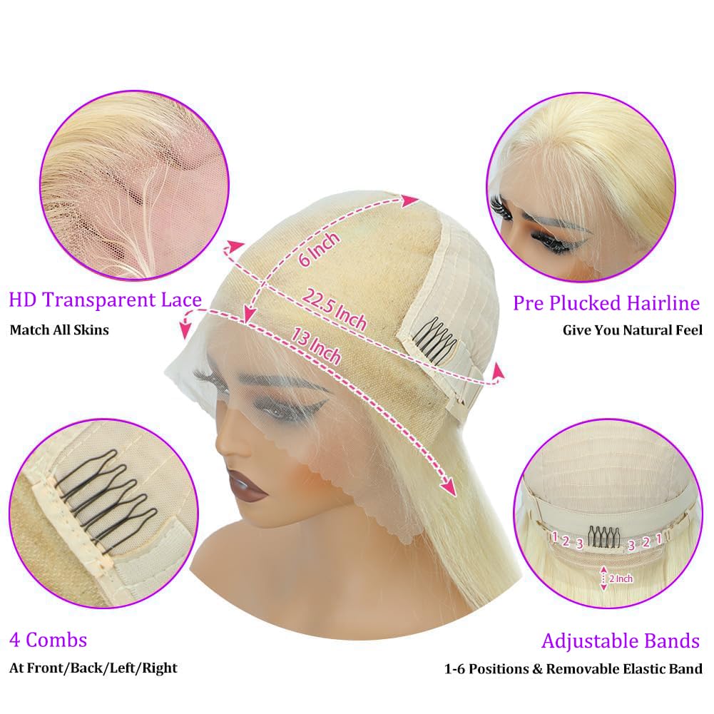 HOT STAR 613 Lace Front Wigs Human Hair 13x6 Blonde Wig Human Hair 180% Density Straight Human Hair Wigs Pre Plucked HD Lace Frontal Wig 26 Inch