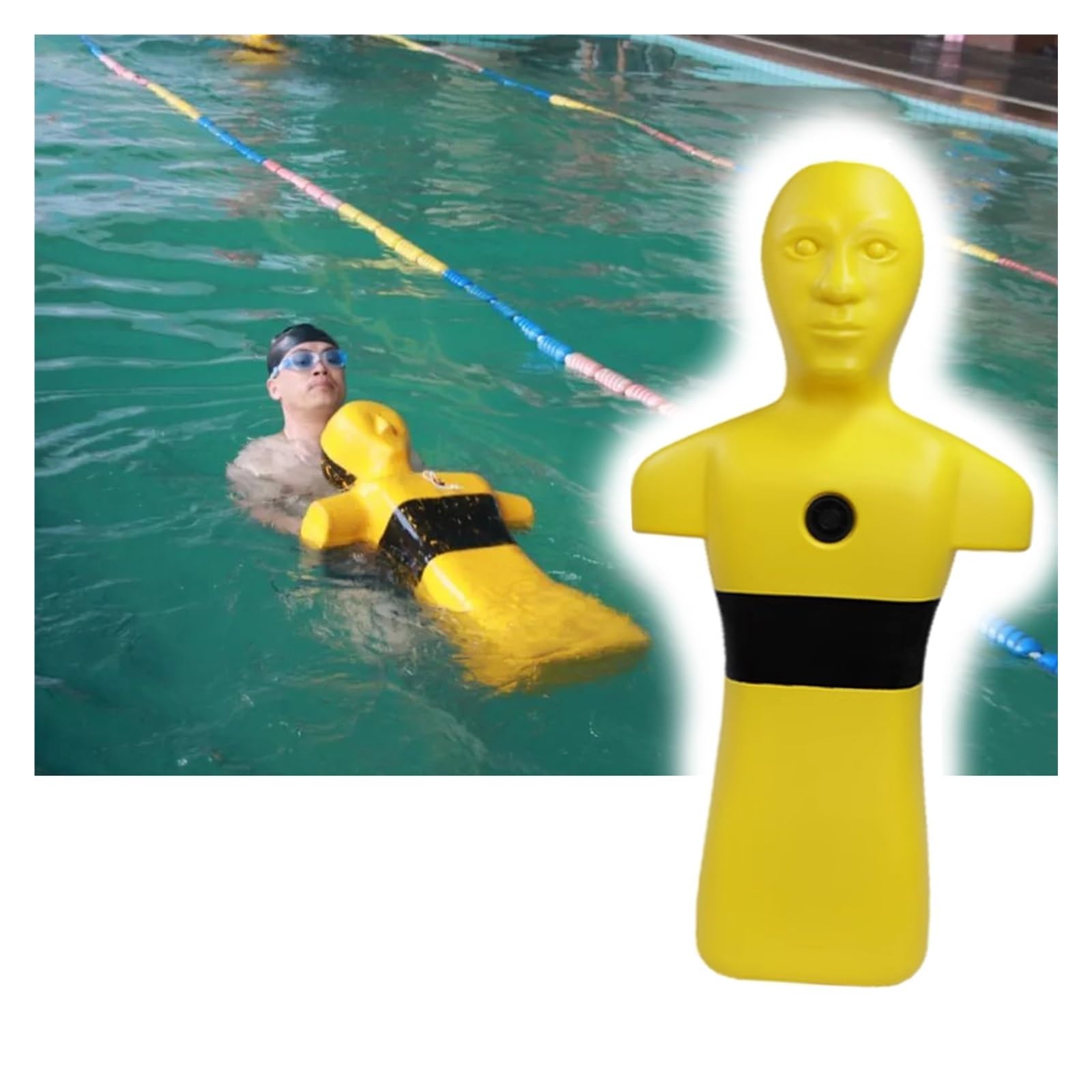 MZZKFC 39.4 in Drowning Prevention Training Dummy, PE Lifeguard Training Dummy, Aquatic/Swimming Pool Life-Saving Dummy for Water Rescue Competition/Learn to Swim(Yellow)
