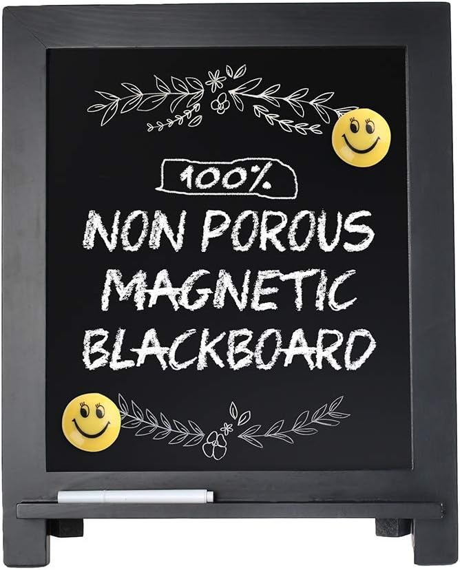 Magnetic Chalkboard Sign, 15”x12” Wood Framed Blackboard with Chalk Marker and 2PC Magnets, Rustic Chalk Board Easel for Menu Kitchen Wedding Farmhouse Décor, Tabletop or Wall Hanging Display : Home & Kitchen