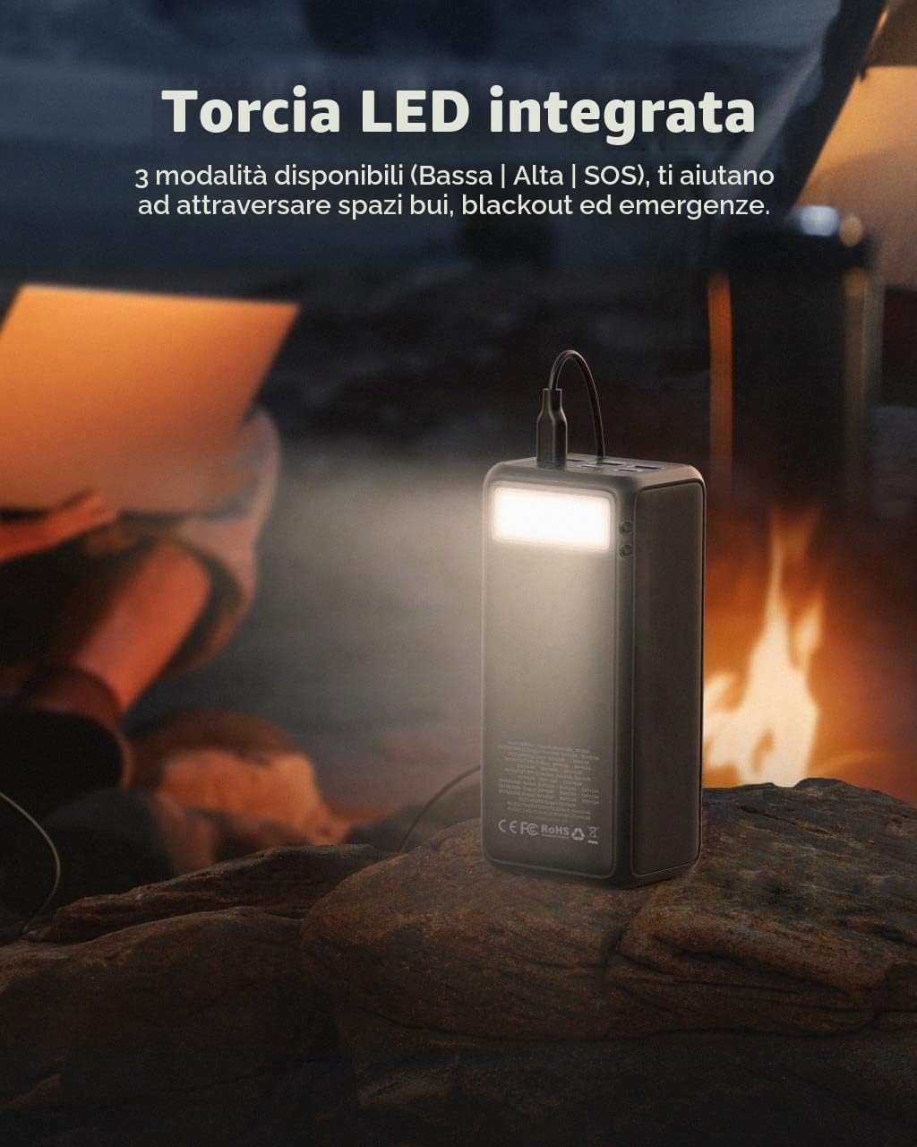 LITIONITE Raiden 130W / 56.000mAh Power Bank USB-C PD 3.0 100W per Notebook e MacBook - Batteria esterna con display per PC portatile, MateBook, Surface, Spectre, Smartphone, Tablet, Nintebdo Switch