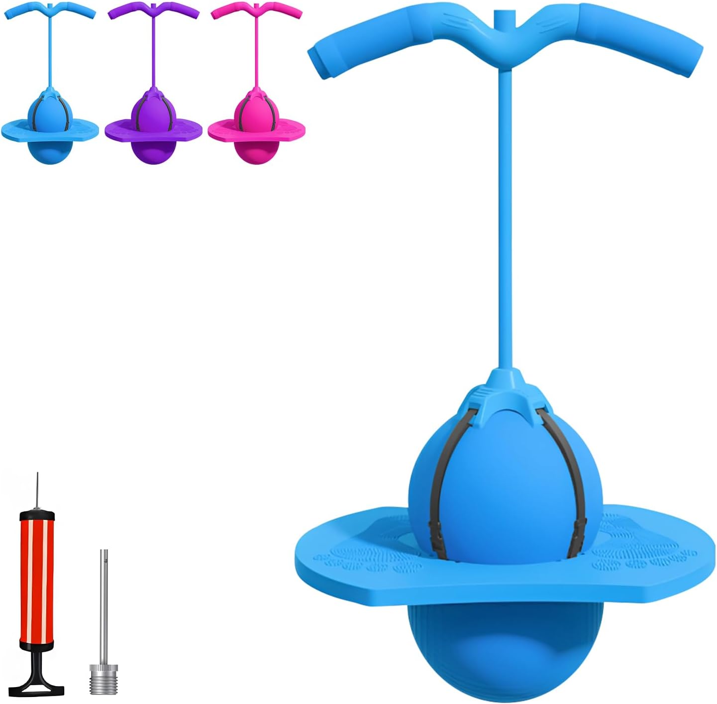 Balance Jumping Ball, Pogo Jumper with Handle and Ball Pump, 2026 Balance Pogo Ball, Pogo Bouncing Ball for Adults, for Indoor Outdoor Fun (Blue)