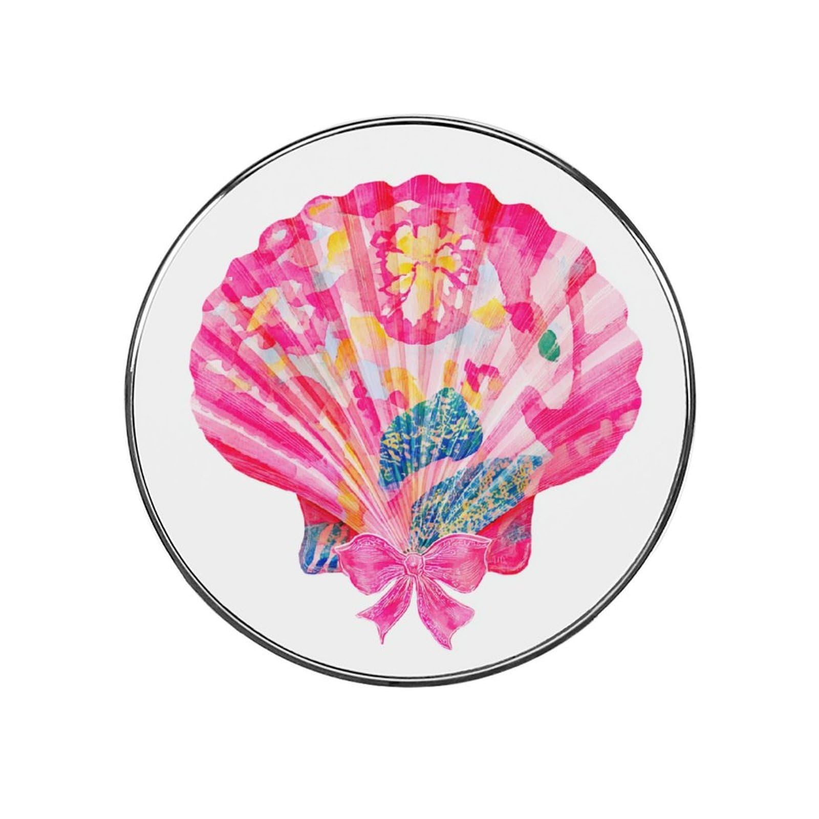 Preppy Neon Pink Sea Shell Fridge Magnets DIY Art Round Magnetic Refrigerator Sticker for Home Kitchen Car Garage Decor
