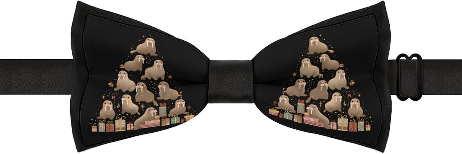 Walrus Christmas Ornament Tree Funny Men's Bow Tie Pre-tied Adjustable Bowtie Accessories for Party Wedding