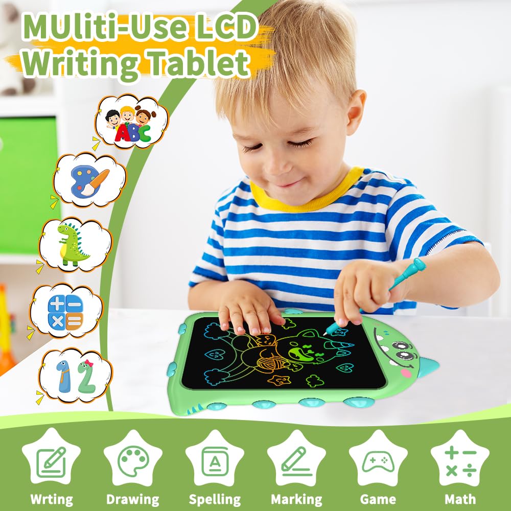 ToddlerToys for 3 4 5 6 Years Old Boys Girls Gifts LCD Writing Tablet for Kids, LCD Drawing Tablet 10inch, Dinosaur Doodle Board Educational Travel Toys Boy Girl Birthday Age 3-7(Green) — view 3