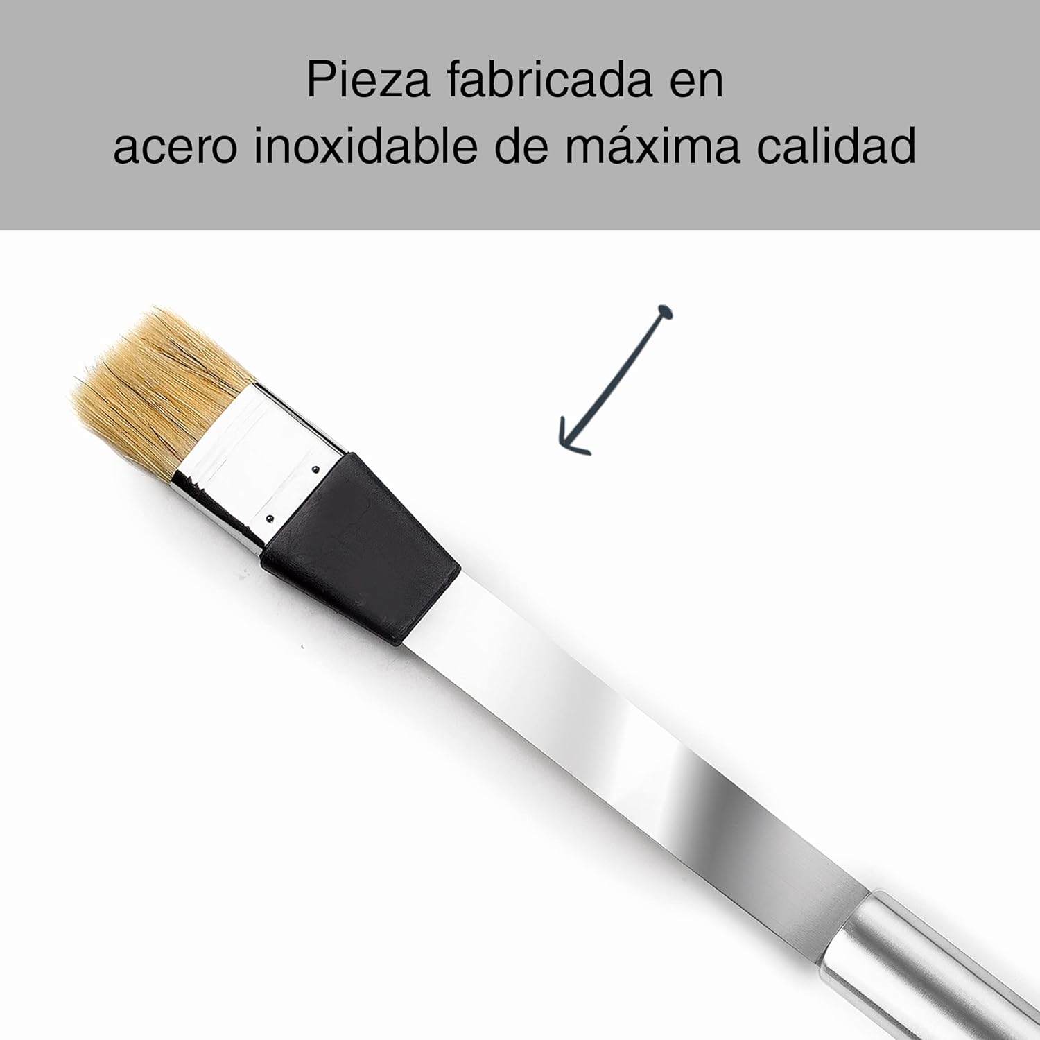 Lacor - 60264 - Stainless Steel Grill Brush, Ergonomic Handle, Dishwasher-Safe, 44 cm, Stainless Steel