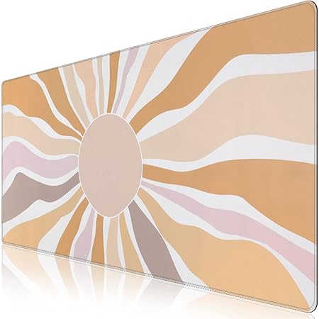 iCasso Extended Gaming Mouse Pad (35.4x15.7 in), Large 3mm Non-Slip Rubber Base Mousepad with Stitched Edges, Waterproof Keyboard Mouse Mat Desk Pad for Work, Game, Office, Home -Sunshine