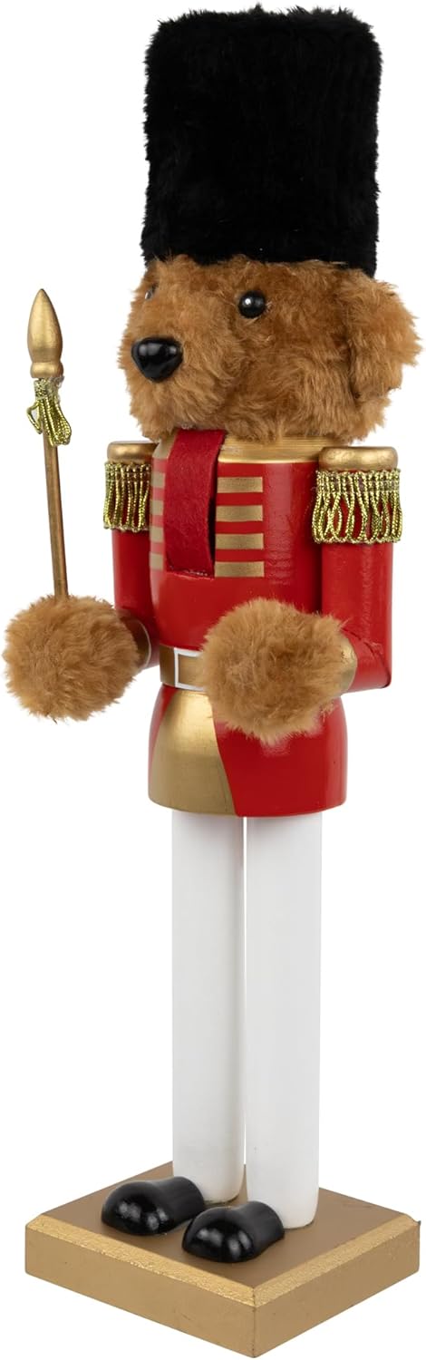 Northlight 14" Red and Gold Plush Teddy Bear Soldier Christmas Nutcracker