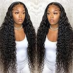 Pizazz 30 Inch Lace Front Wigs Human Hair Pre Plucked With Baby Hair 12A Brazilian Deep Wave HD Transparent Lace Wig for Women (30 Inch, Black color)
