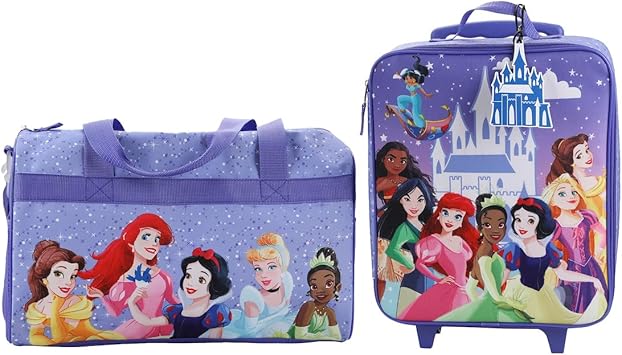 Disney Princess Castle & Princesses 3-Piece Youth Duffle Bag Travel Set With Pilot Case & Luggage Tag