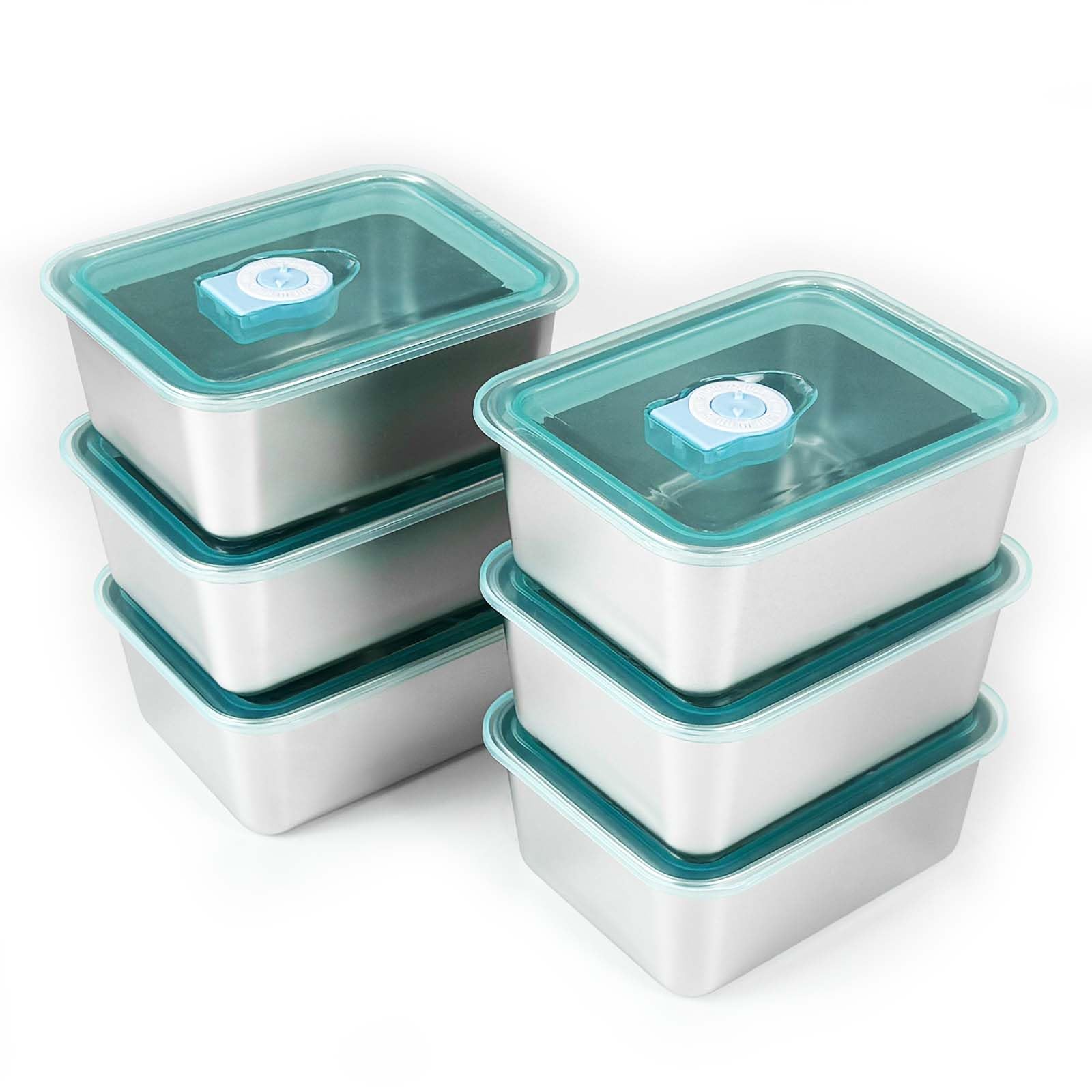 souso 6pcs Stainless Steel Food Containers with Lids, Stackable Metal Snack Containers for Office and Home