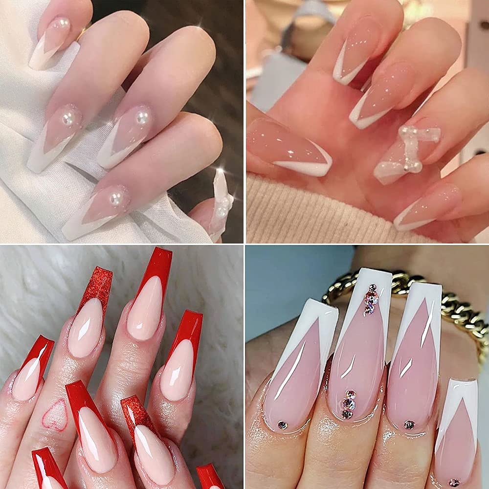 4PCS Tool Kit Nail Cutter, BetterJonny Stainless Steel Nail Art Manicure Edge Trimmer Almond Shape Easy French Smile Cut V Line Diy Plate Module