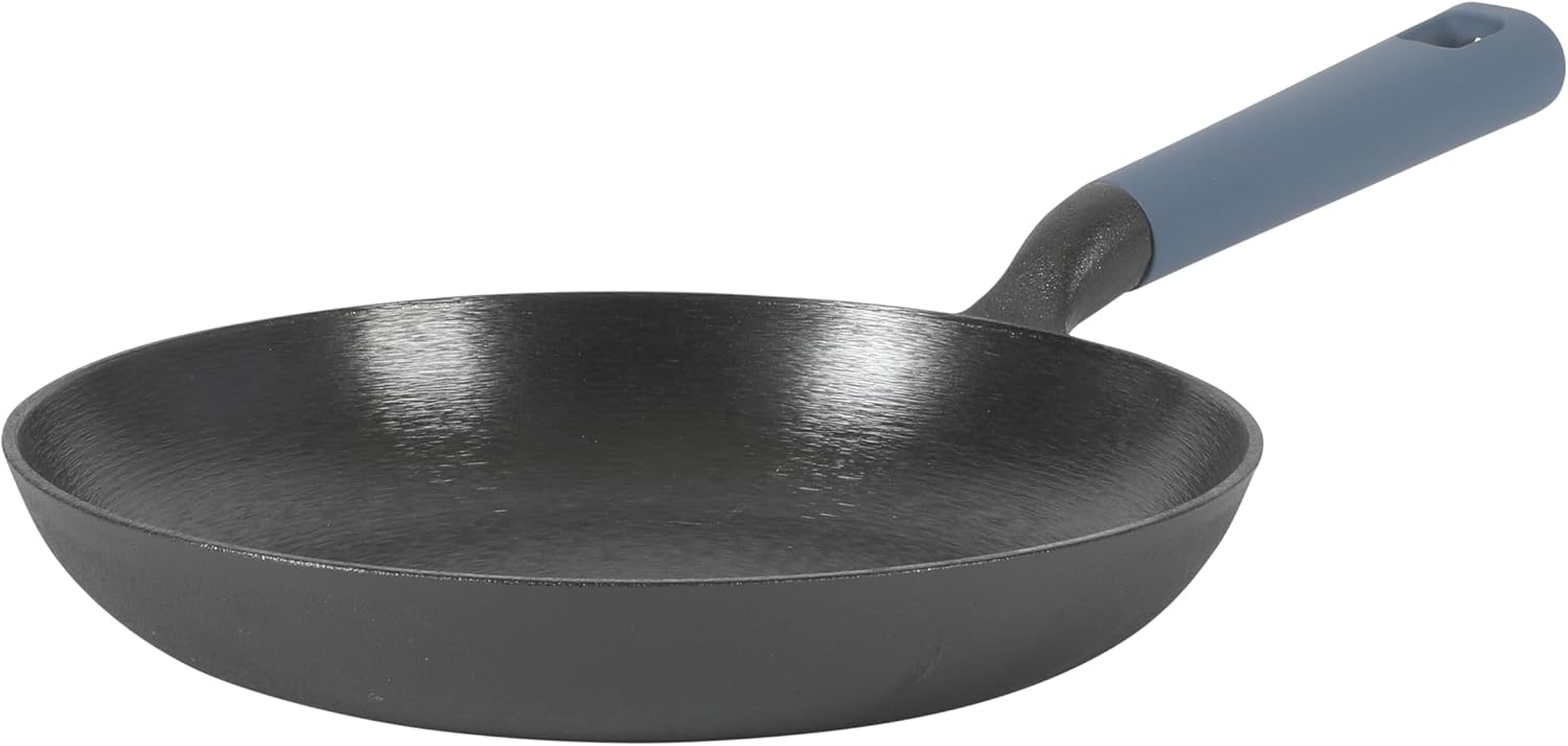 Gibson Home Eaglestone Cast Iron Skillet, 9.5" Preseason Pan - Blue Bakelight Handle