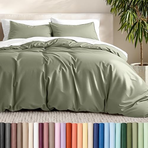 Bare Home Duvet Cover Set 1800 Ultra-Soft (Oversized King, Sage)