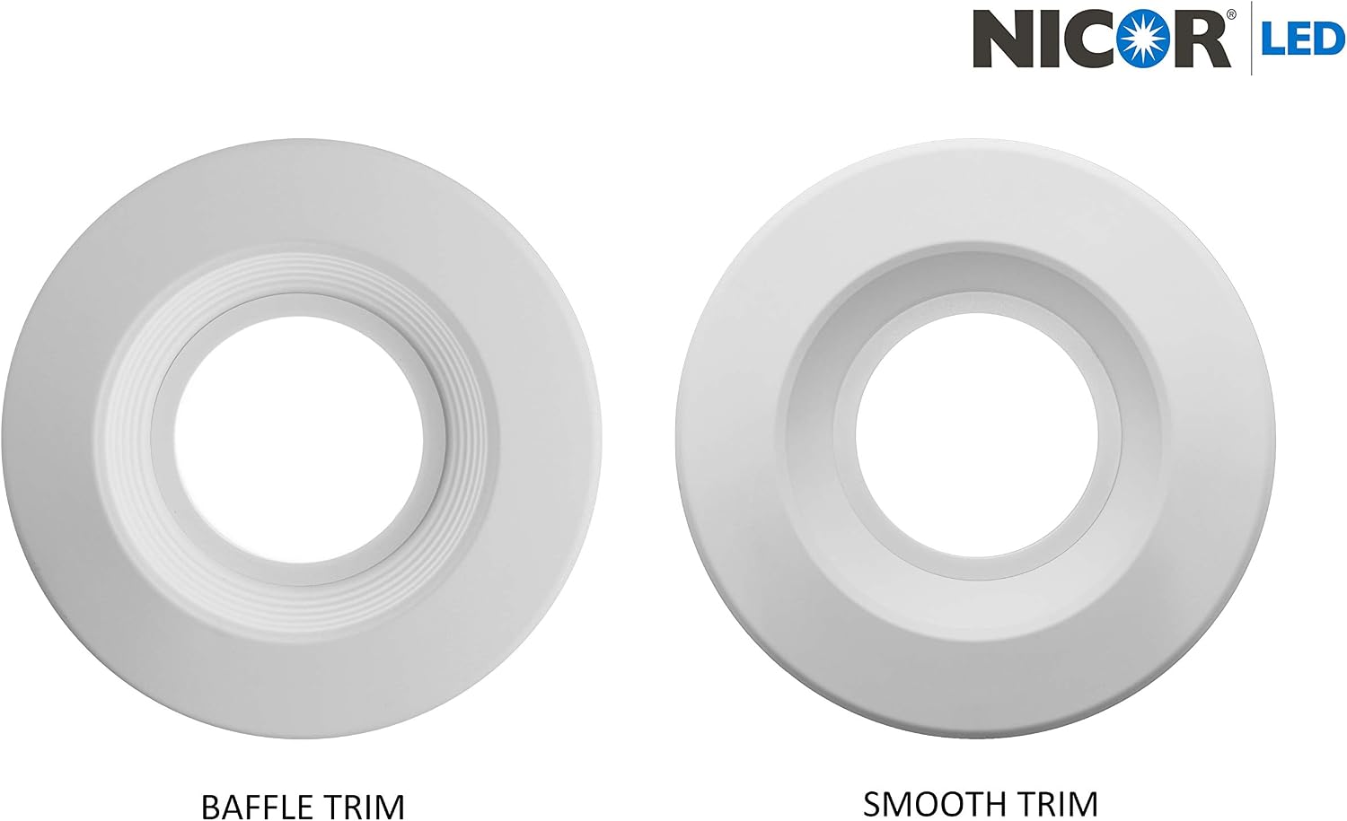 Greatest Product NICOR Lighting 5/6 inch White 800 Lumen LED Recessed Downlight in 3000K with Baffle Trim (DLR56-3008-3K-WH-BF)